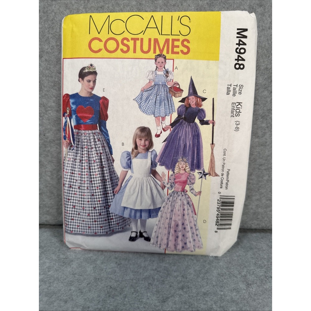 McCall Pattern M4948 Kids Costume Princess Dorothy Snow White‎ Witch 3T 4T 5-8
